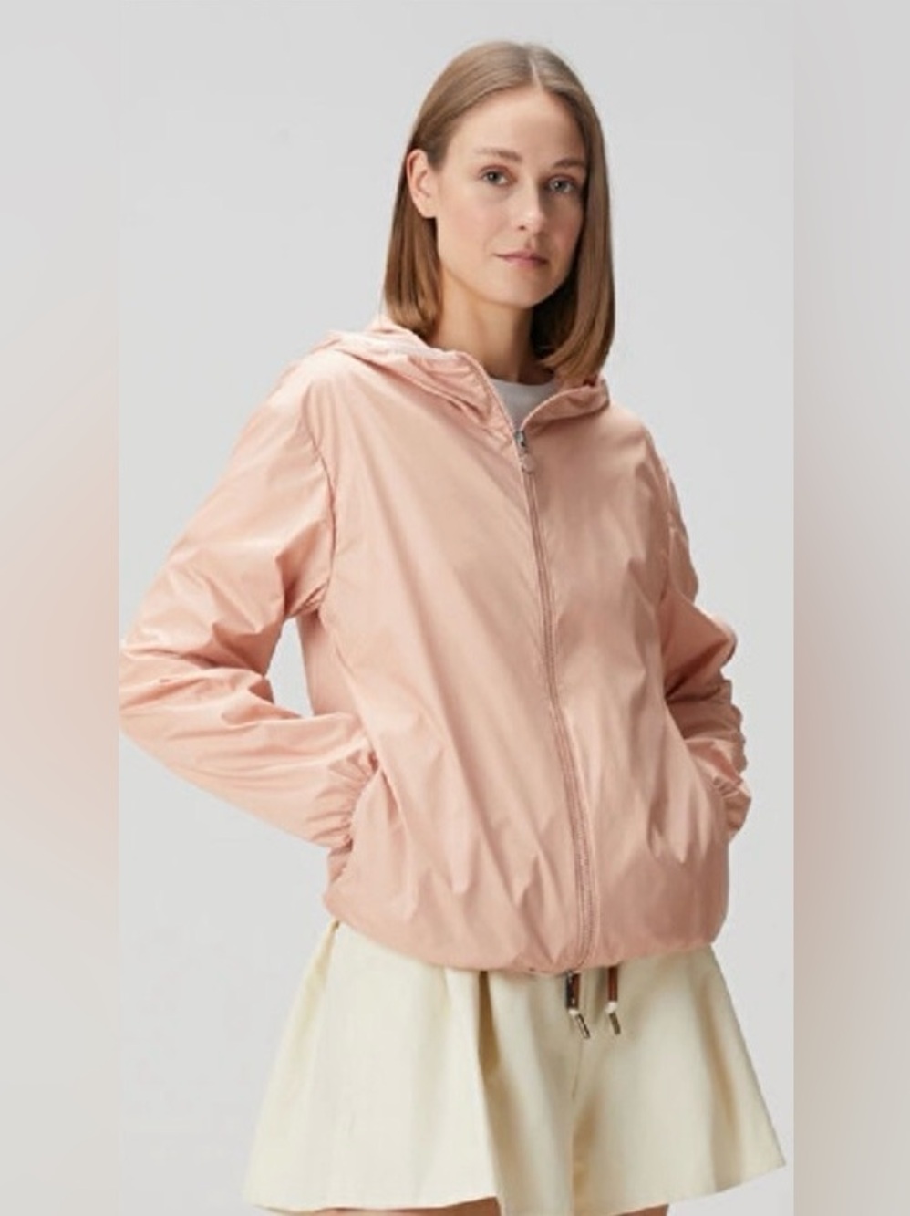 Sweet Wanderer Dusty Pink Hooded Bomber Windbreaker Full Zip Jacket Large